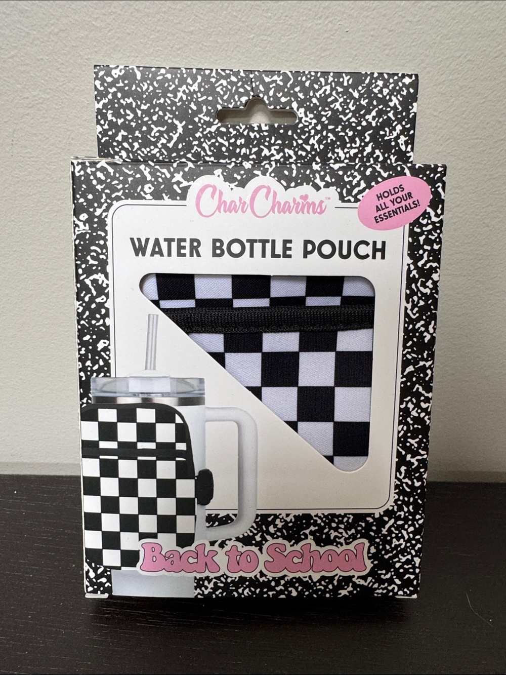 Checkered Water Bottle Pouch